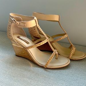 BCBG studded gold wedges size 8